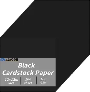 Black Cardstock Bulk 100 sheets, Cardstock Construction Paper,180 GSM/62lb Card Stock Printer Christmas Paper for Scrapbooking Diy Crafts Card Making