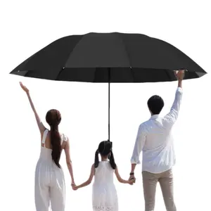12 Bones Windproof Strong 130cm Reinforced Manual Folding Umbrella, 12-Rib Design, Ideal for Rain and Sun