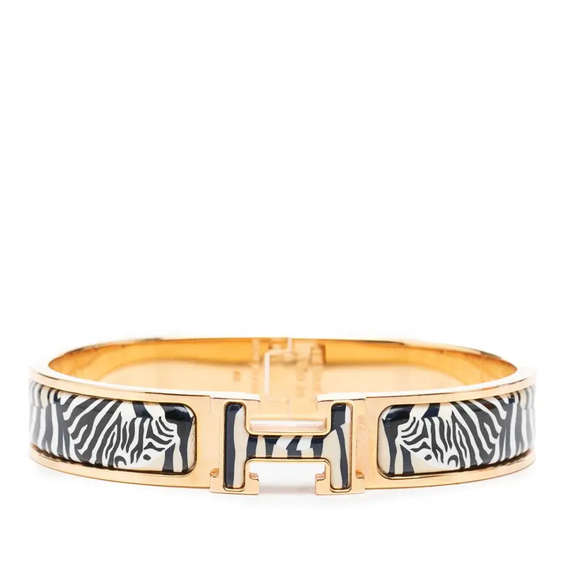 Pre-owned HERMÈS Gold-plated Small Leather Goods Hermes Click H GM Bracelet