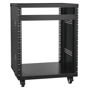 12U AV Rack Stand - 300 lbs Capacity Network Rack with Lockable Caster Wheels, Round & Square Holes, Special Vents for 19" Audio Video Musical IT Equipment Mounting, Tech Accessories
