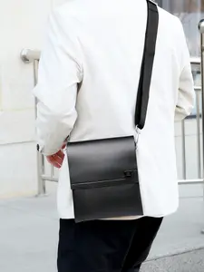 1pc  Men's shoulder bag, crossbody bag, solid color, clean color, single shoulder bag, zipper closure, fashionable, versatile, casual, simple, suitable for white-collar business travel, commuting, shopping, men's crossbody bag