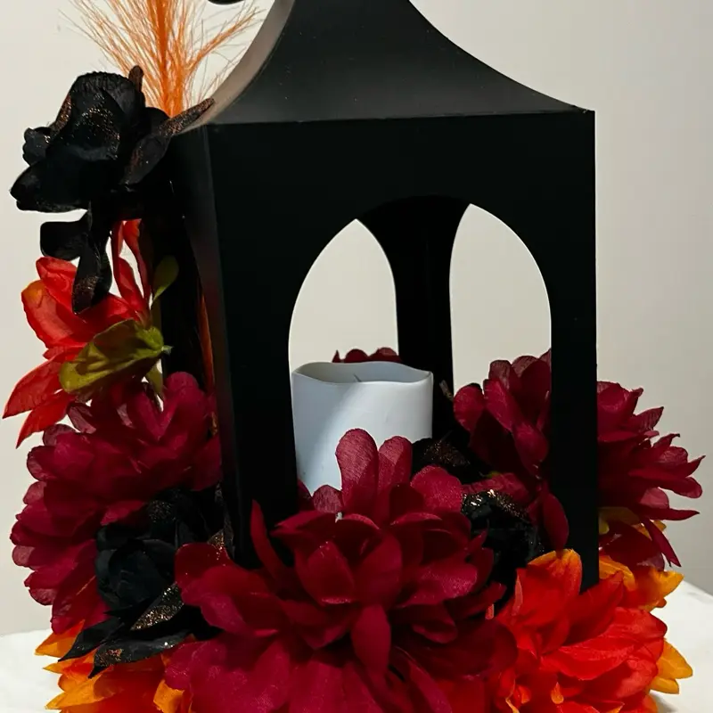 Handcrafted LED Lantern with Floral Decor - Battery Included, Eco-Friendly, Energy Efficient, Enhances Security for Home & Office Use
