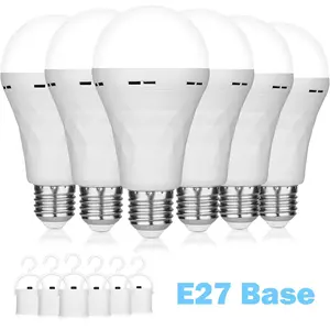 4/6/8 PACK Rechargeable Emergency Light Bulbs 15W LED light Eq 60 Watt,Battery Powered Light Bulb E26 Base,Multi-Function Battery Backup Emergency Light for Power Outage Camping Outdoor Activity