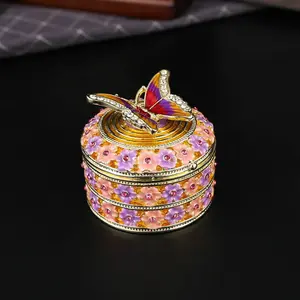 Vibrant Zinc Alloy Butterfly Jewelry Box, Rhinestone Floral Accessory Organizer, Solve Necklace Tangles, Trendy Fantasy Garden Decor