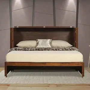 Paradise Murphy Cabinet Bed 30" L x 66" W x 41" H with 6" Queen Mattress Included Solid Wood Construction Multi-Functional Design Integrated USB Port Side Drawers Classic Style