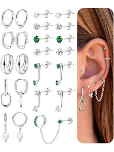 Gold Earrings for Women Gold Plated Stud Hoop Earring Stacks for Multiple Piercing Hypoallergenic Steel Stud Earrings Gold Hoop Earrings Sets Lightweight Stud Earring Jewelry