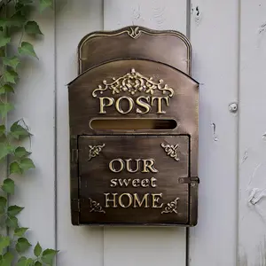 Vintage Iron Wall Mounted Mailbox, Durable Metal Design for Home Decor, Stylish Postal Box for Outdoor Use
