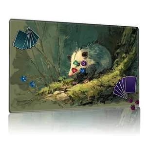 Opossum in Forest Moss 12x24inch TCG MTG Playmat - Non-Slip Gaming Mat for Card Games, Party & Family Use, Ideal Gift with Soft Brushstroke Artwork