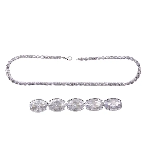 Icy Oval Simulated Diamond Tennis Necklace