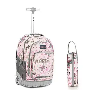Tilami Rolling Backpack 18 Inch with Pencil Case School for Boys Girls