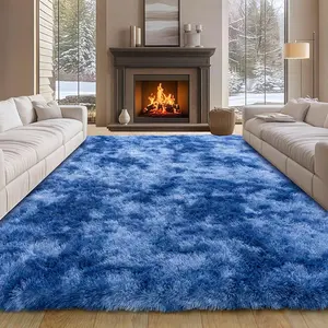 Soft Shag Rugs For Bedroom, Tie-dye Blue Fluffy Shaggy Rugs For Living Room Nursery, Luxury Modern Plush Carpet Girls Boys Kids Room Dorm Indoor Home Decor, Upgrade Non-Slip