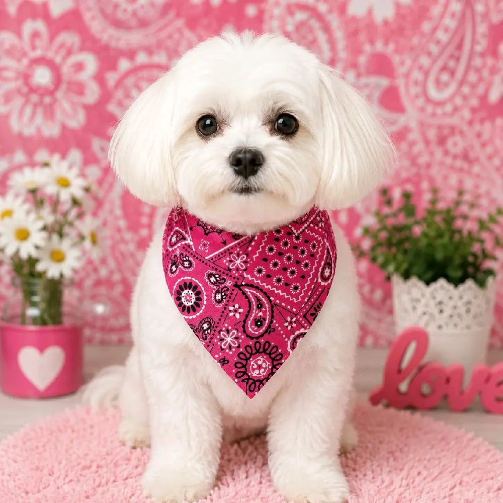 Pink Paisley Handmade Over the Collar Dog Bandana. Pet Accessories, Pet Scarf, XS-XL