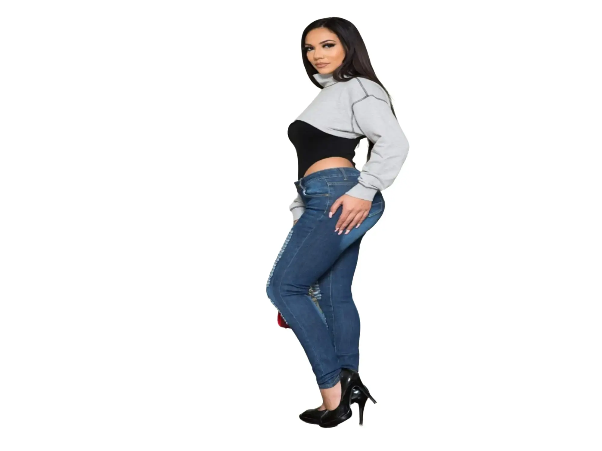 WAIST 27 INCHES SIZE 5 SKINNY JEANS STRETCH DISTRESSED DENIM BLUE 5-2 WG435  SZ5 Womenswear Bottom Clothing Day Lightweight Outdoor Sexy Style