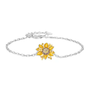Gnoce Adjustable S925 Sunflower Bracelet