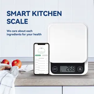 Smart Kitchen Scale, Nutritional Food Calorie Scale, LCD Digital Kitchen Scale, Cooking Baking Scale with APP, 0-1 Kg/0.1 G, 1-5 Kg/1 G