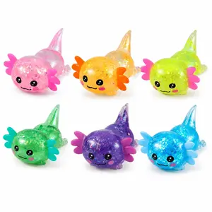 Glitter Axolotl Squishy Stress Relief Toy - Soft Fidget Squeeze Toy for Anxiety Relief
