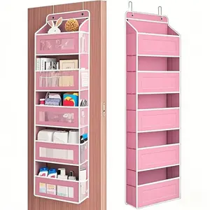 No Drilling!Door Hanging Storage Rack - 5+5 Pockets for Everyday Storage with 5 Large Clear & Mesh Side Pockets for Bedrooms Bathrooms & Food Storage Rooms Grey Organizer Set Installation Hangable 10 - 15 Kg Capacity Heavy Duty Five-Tier