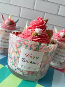 Happy Birthday Vanilla Scented Cupcake and Ice Cream Candle!