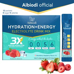 Aibiodi Strawberry Electrolyte Powder | Sugar-Free Hydration Drink Mix with 6 Essential Electrolytes & Vitamins for Daily Hydration, Workout & Active Lifestyle