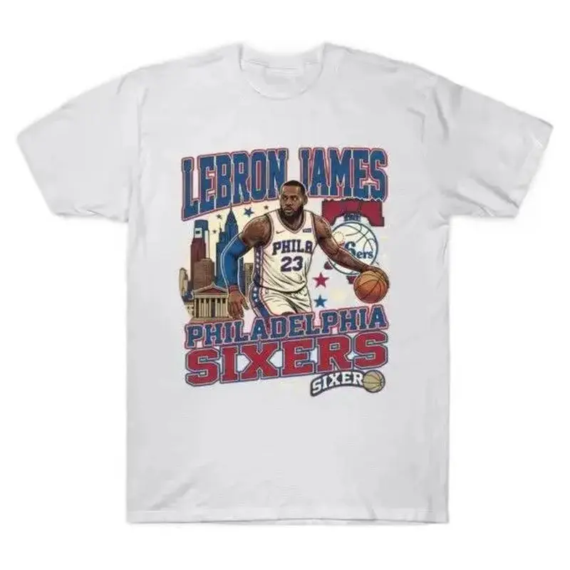 [Sale Up To 50%]UnisexLeBron James Sixers T-Shirt,  Vintage Philly Basketball Fan Graphic Tee #   Cotton T-shirt #   Graphic T-shirt #   Men's T-shirt #   Casual Streetwear Top