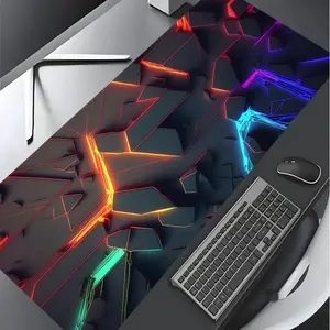 Geometric Pattern Large Gaming Mouse Pad, Aesthetic Desktop Decoration Protective Pad, Desktop Accessory, Big Size Rubber Pad Non-slip Lock Edge Work Pad, Non Slip Mousepad, Desk Accessories