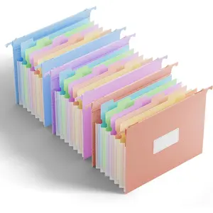Hanging File Folders Letter Size, 7 Accordion Pockets, Expandable Hanging File Folders with Tabs, Wheat Straw Hanging Folders for File Cabinet, Hanging File Organizer - 3Pcs (Assorted Colors)