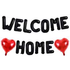 Welcome Home Balloons,16 Inch Black Welcome Home Foil Balloons Banner Welcome Home Party Decorations for Homecoming Party Decorations House Warming Party Family Gathering Supplies