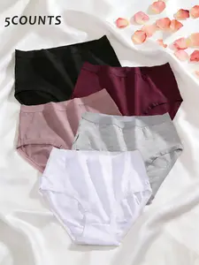 High Waist Butt-Lifting Panties Set, 5-Piece Pack, Anti-Slip, Fit, Casual, All-Day Comfort, Everyday Women's Essential, Smooth No-Bunching Design, High Waist Briefs, High Rise Panties