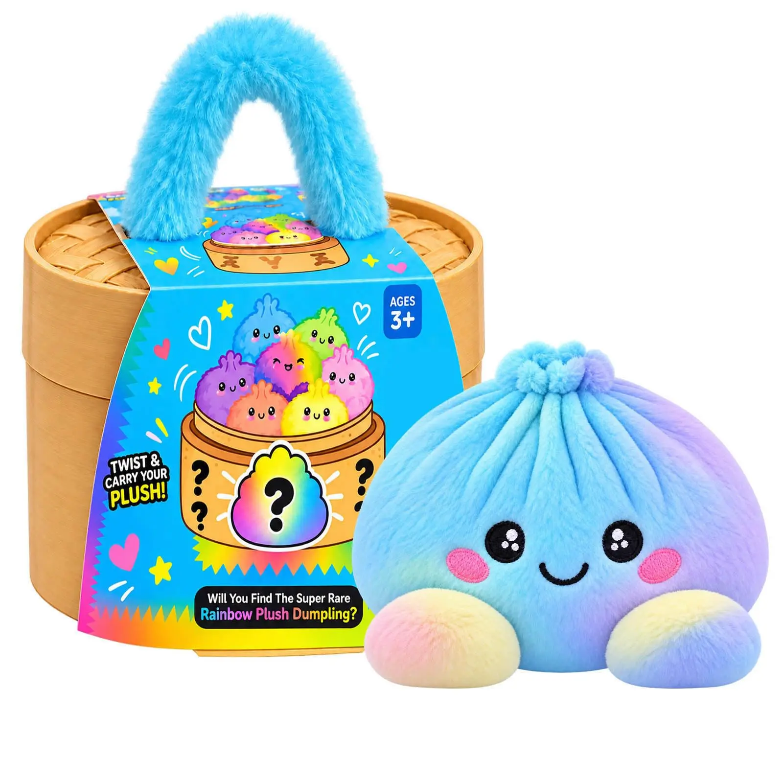 Cute Plush Stuffed Dumpling Squishies, Big Rainbow Squishes with Steamer Home Decor Christmas gift