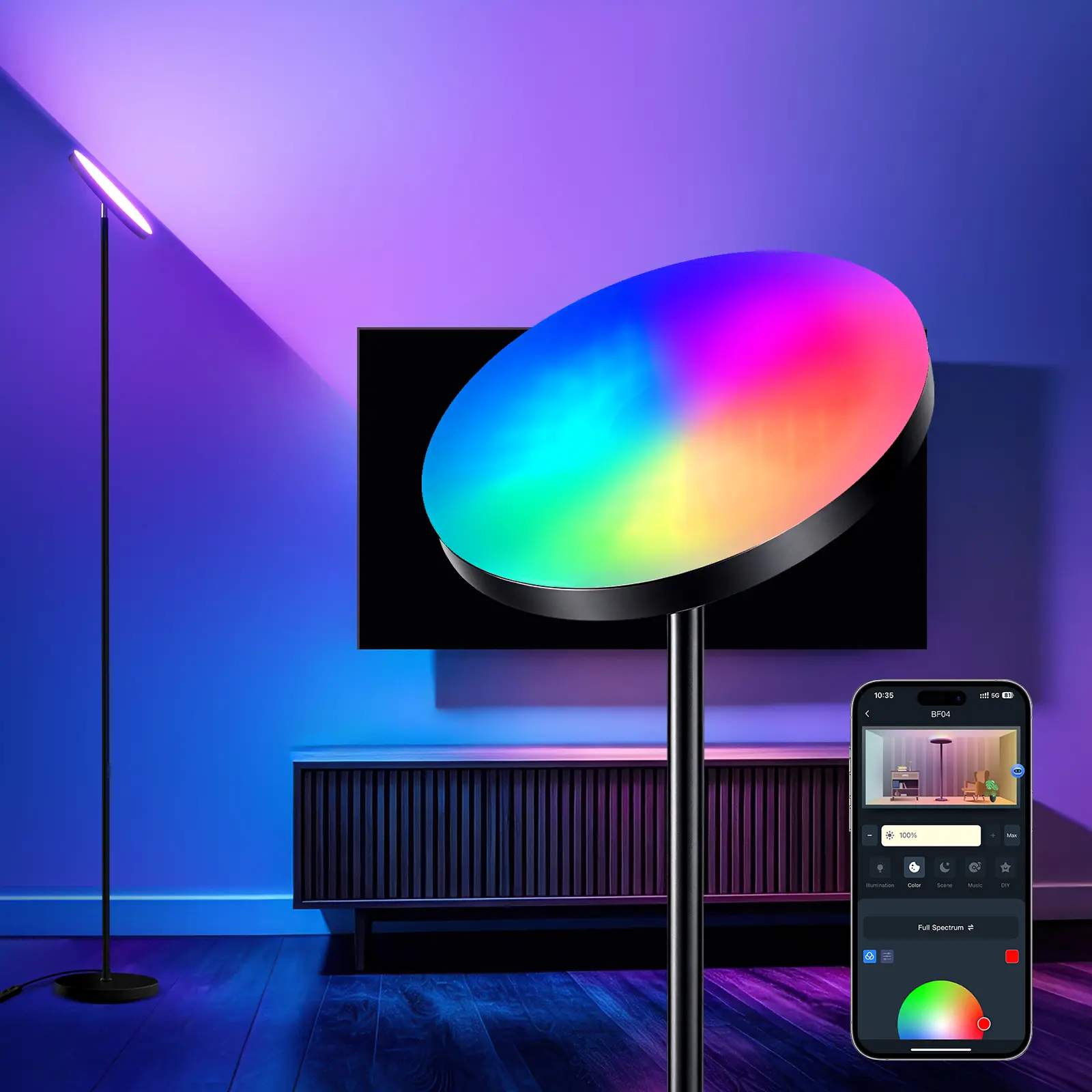 NEEWER BF04 Uplighter Floor Lamp for Living Room, RGB IC CW AI Smart Light, Daylight Simulation, LED Corner Standing Light, Bedroom Home Decor, 1700lm, 12 Zones, Compatible with Alexa Google Assistant techvibes