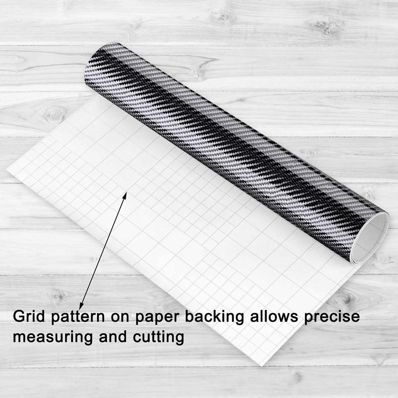 12" x 60" Gloss Black Carbon Fiber Car Wrap Vinyl Bubble Free Air Release Adhesive Car Wrap Film Roll DIY Decals with Cutter, Vinyl Squeegee,and Hand Tool ( 1 FT x 5 FT) - With Wrap Tools