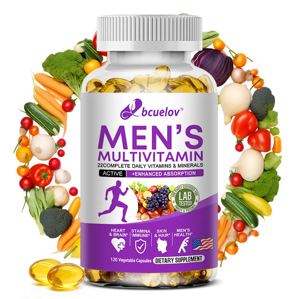 Bcuelov Men's Multivitamin Supplement - Lycopene-Rich, with Vitamins A,C,D,E,B Complex,Zinc,Magnesium,Copper,Blended Nutrients,Daily Wellness Boost,120 Capsules,60 Servings