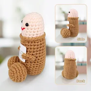 Handmade Positive Doll - Emotional Support Plushies,Cute Crochet Doll Weird Gag Stuff Gifts for Friends, Boyfriends, Husband