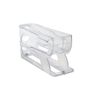 Clear Heavy-Duty Auto-Rolling 3-Tier Refrigerator Egg Dispenser | Space-Saving Slide-Out Storage Rack for Fridge | BPA-Free Transparent Plastic Egg Holder with Non-Slip Design
