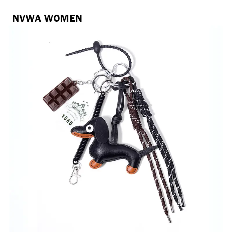 Cute Dachshund Keychain - Layered Black Dog & Chocolate Multi-Charm, Perfect Pet Lover Gift