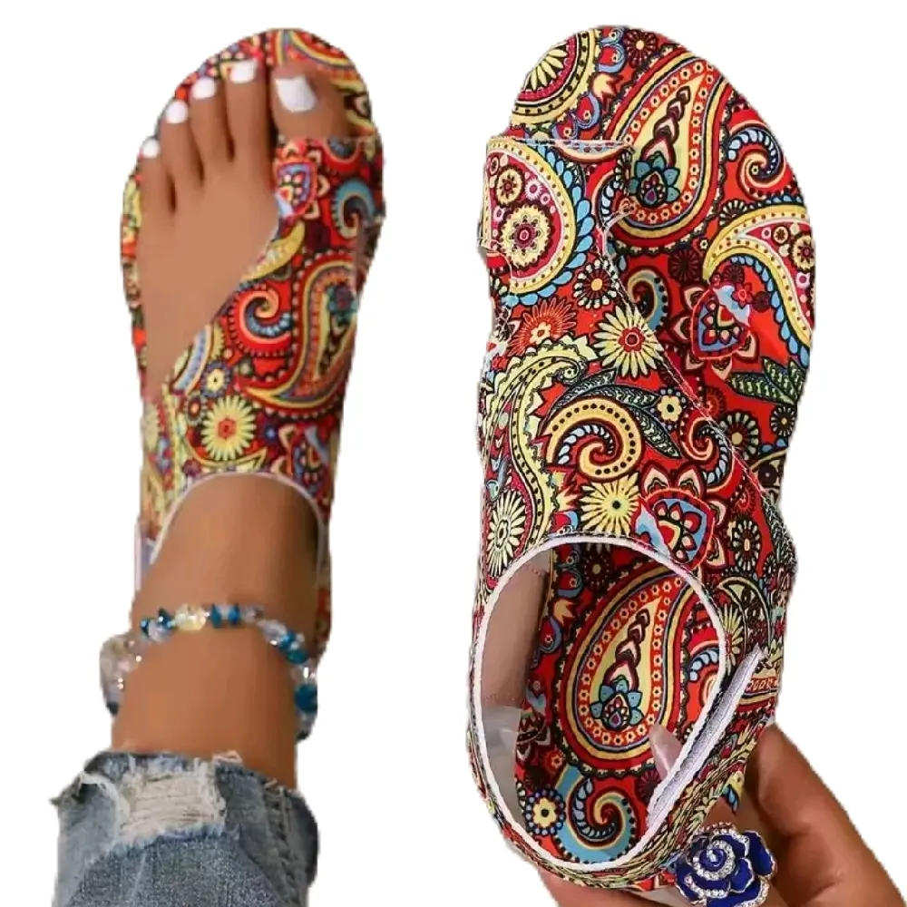 Women's Bohemian Flat Sandals | Printed Roman-Style Comfortable Summer Shoes
