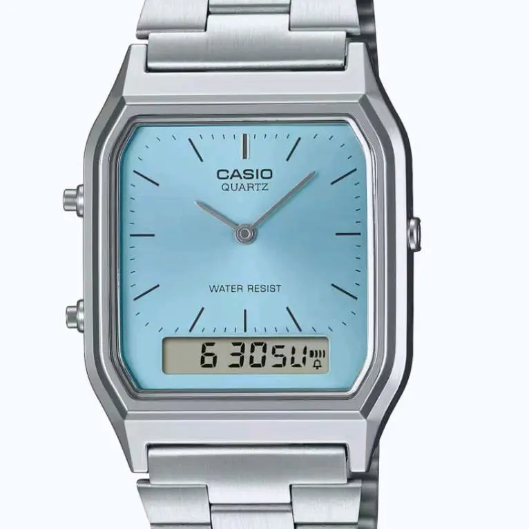 AQ-230A-2A1 New Casio Vintage dual time blue face elegent unisex watch
