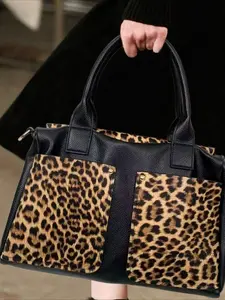 Light luxury and elegant retro women's large capacity leopard print handbag, Leopard Pocket, flip fashion bag, women's wallet and handbag detachable shoulder strap, suitable for daily use and work, is the perfect holiday gift Handheld Bag
