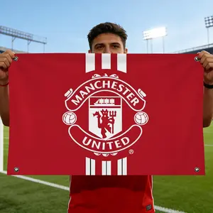Premier League Football Manchester United Flags Flag - Ultra Soft Skin-Friendly Machine Washable Fade Resistant Banner | HD Print Lightweight Durable Outdoor Indoor Garden Flag