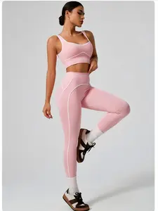 Vibe Outdoor  Outdoors Summer Activewear Yoga Fashion Set includes party-style sports tank tops and glute-enhancing fitness bottoms, available in three color options.
