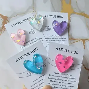 Heart Shaped Pocket Hug Card, Mini Resin Enclosure Giftcard, Perfect for Birthdays Weddings Parties, Unique Gift Packaging Supplies