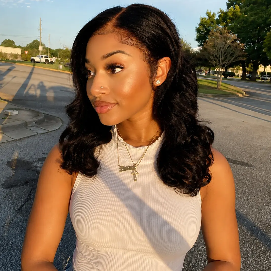 【New Arrival】CindiRiver 5x5 HD Lace Closure Glueless Wig Loose Wave Human Hair Wear & Go Pre-Cut Lace Pre-Plucked Hairline Pre-Bleached Tiny Knots 210% Density Drawstring Wig Natural Black Ombre Brown Wavy Hair Wig for Women