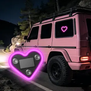Romantic Car Solar Heart LED Light IP65 Waterproof Switchable Modes Wire-free Installation Eco-Friendly Modern Ambient Light for Couples