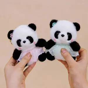 4.3in Panda Fairy Keychain Plush Easter Basket Filler Grateful Kids Gifts Cute Girly Gifts Plush Toy Stuffed Animal for GF  in Lace Skirt  Magical Backpack Charm Unique Enchanted Doll Plushies Panda Gift stuffed animal for bf bag charms purse accessories