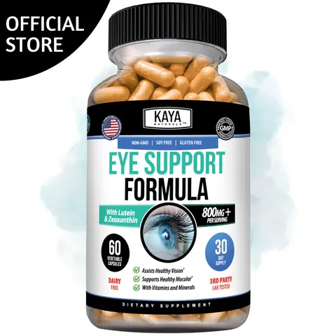 Kaya Naturals Wellness Eye Vitamins - Lutein Complex & Zeaxanthin Dietary Capsules - Supports Vision Health, Eye Strain Relief - 60 Count