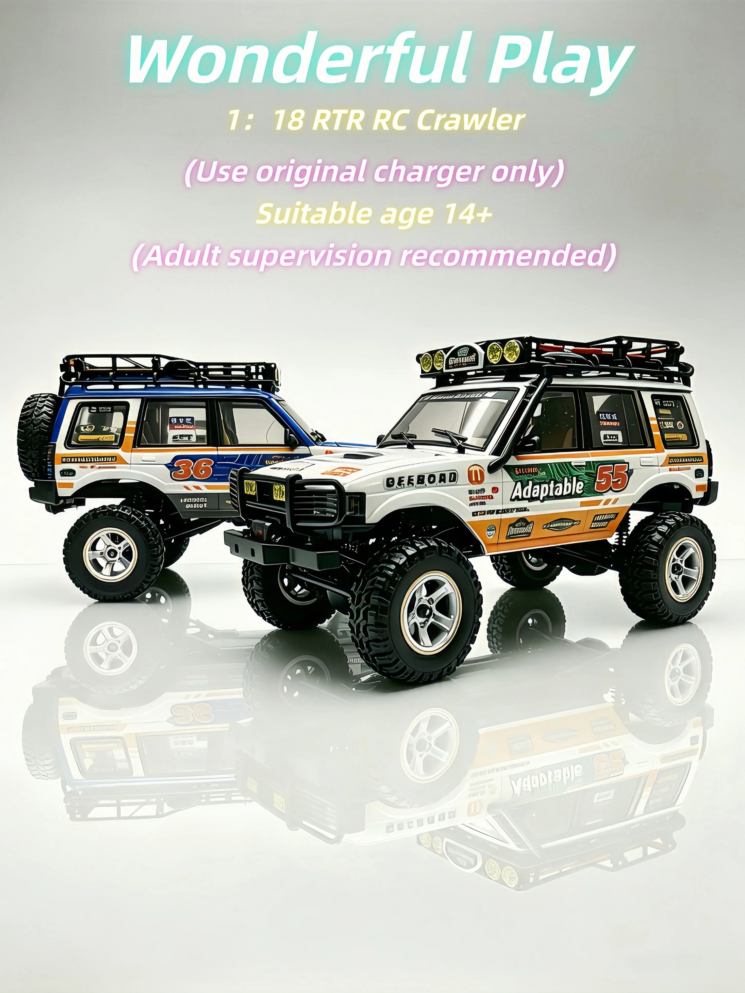 JXC 1/18 Scale 2.4GHz High Torque 4WD RC Crawler Toy Car - Electric RC Cars with Excellent Suspension, Shock Absorption, Realistic Mechanical Shifting, Dual-Speed Transmission, Multi-Function Lighting, 2 Li-ion Batteries, Ideal Kids' Birthday Gift