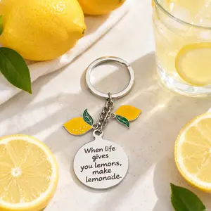 When Life Gives You Lemons Keychain Lemon Inspirational Keychain  Positive Gift Charm