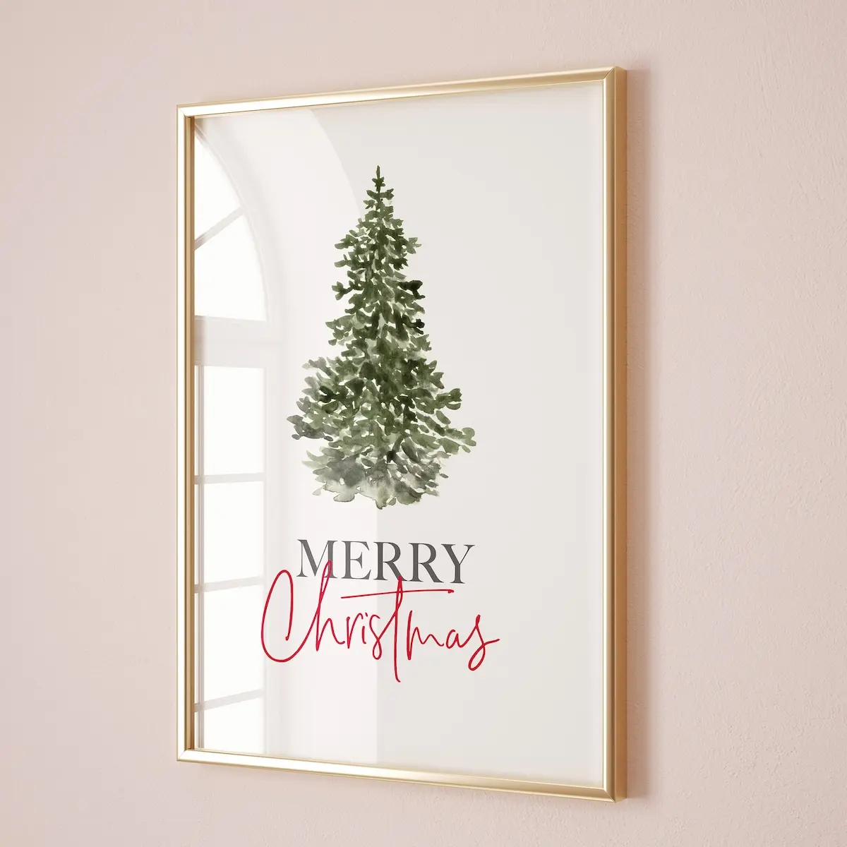 Merry Christmas Print Christmas Tree Wall Art Christmas Decor,xmas Poster Holiday Decor Prints, Merry Christmas Sign, Room Decor, Unframed –  5 Sizes (8x12–27x40 inch)