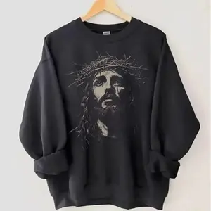 Jesus Sweatshirt Christian Streetwear Religious Gift for Him or Her Faith Apparel, Graphic Jesus Sweatshirt, Women's jesus shirts, Men's Oversized clothing, Unisex Casual Pray Apparel hoodie