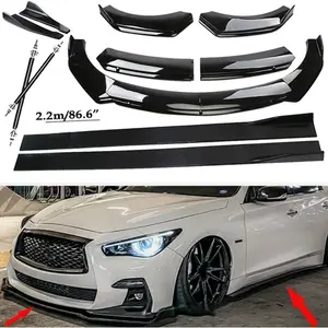 Front Bumper Lip Spoiler Side Skirts Rear Glossy Black For INFINITI Q50 Q60 Q70